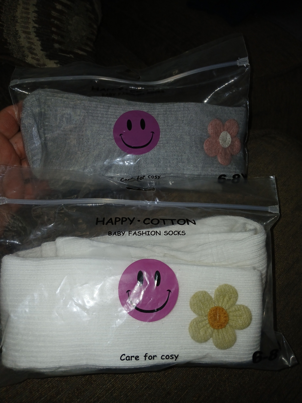 Happy Cotton Girls Tights With Flower Applique